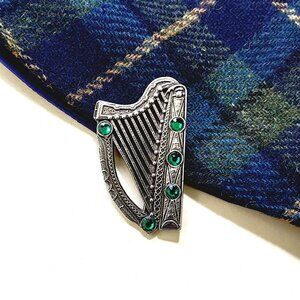New Pewter Irish Harp Kilt Pin Brooch (Made in Scotland)